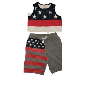 4th of July Childrens Place Boy 7-8 Tee and Short set